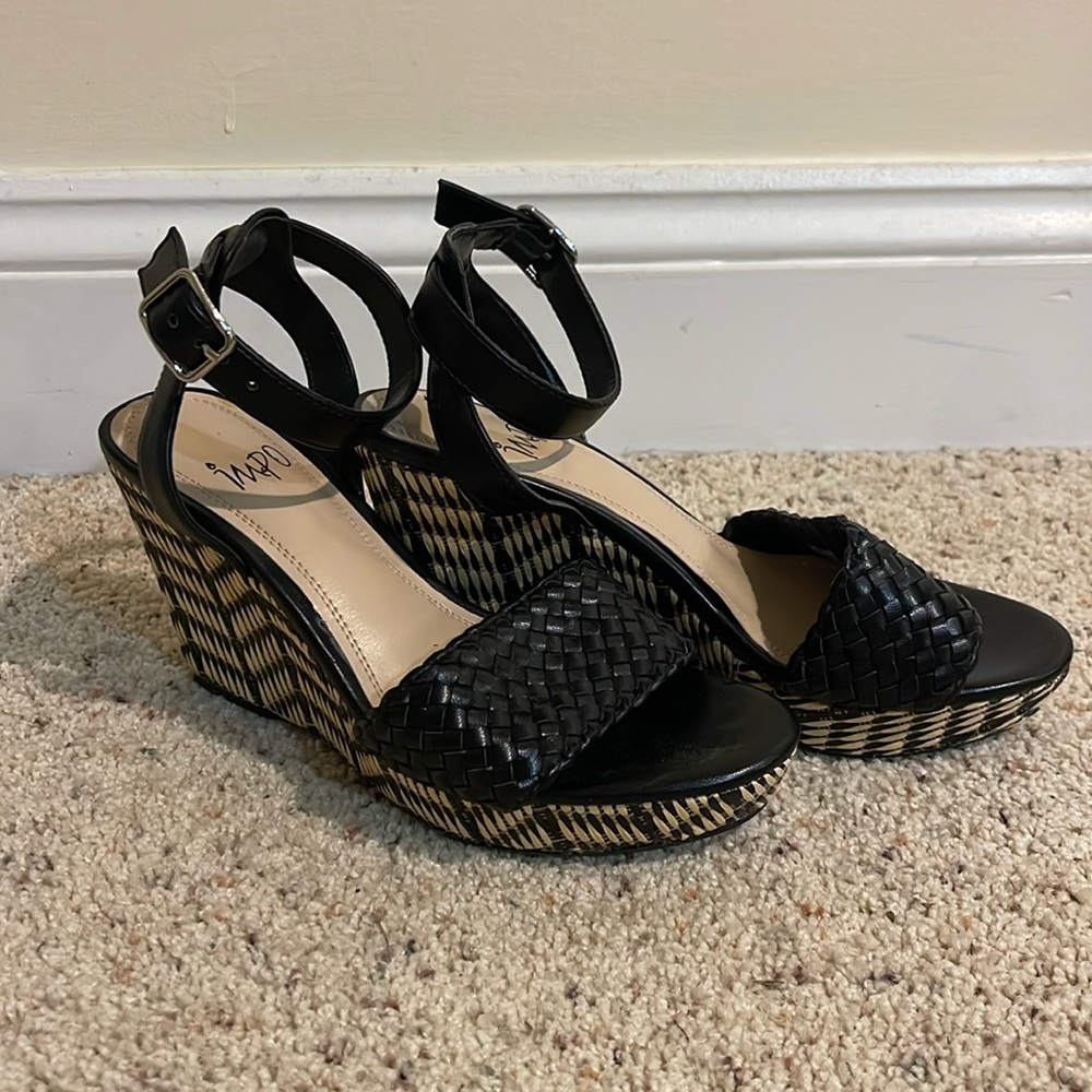 Impo Black & White Patterned Wedge Heel